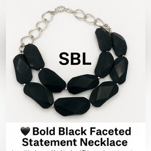 🖤 Bold Black Faceted Statement Necklace